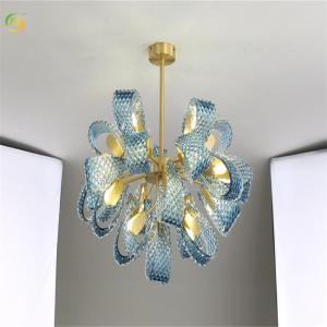 Blue Finish LED Lightsource end Art Shiny Light Luxury Modern Design Glass