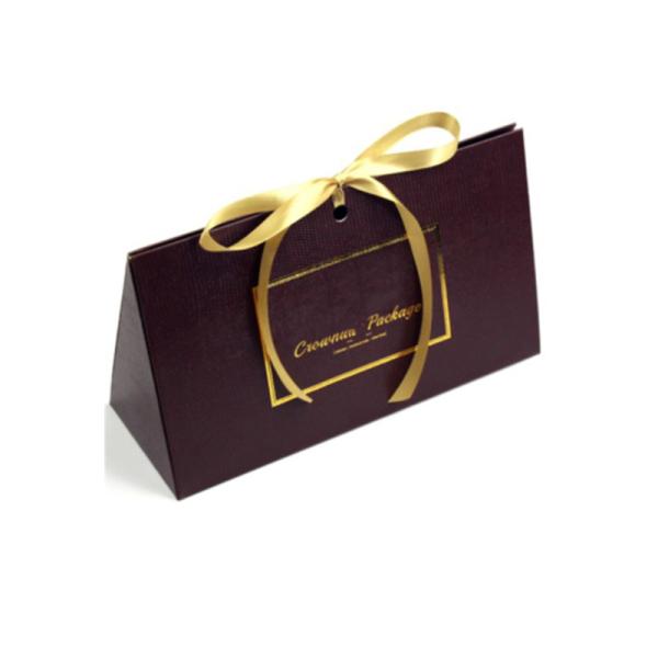 Small Wedding Favor Box with Custom Gold Logo and Ribbon on Recycled Kraft Paper