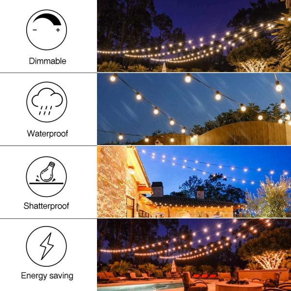 220V LED Festoon Lights Shatterproof Dimmable Filament Bulb for Patio Balcony Party Porch
