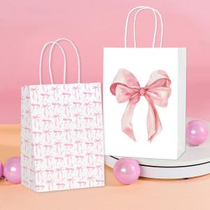 Pink Bow Tie Gift Bag Birthday Wedding Christmas Gift Packaging Handbag Paper