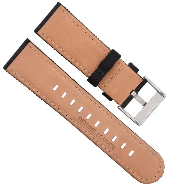 Nylon Oxford Waterproof Leather Watch Strap Bands 24mm Adjustable Two Piece