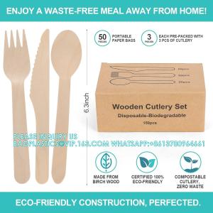 Wooden Cutlery Set - Alternative To Plastic, Eco Friendly, Biodegradable,
