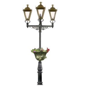 Black European Style Cast Iron Street Lamp Post Painting Finish