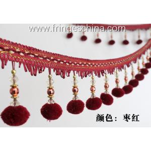 Machine producing OEM wholesale beautiful trimmings beaded pom pom fringes
