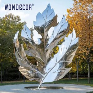 Custom Metal Abstract Hollowed-Out Maple Leaf Stainless Steel Sculpture