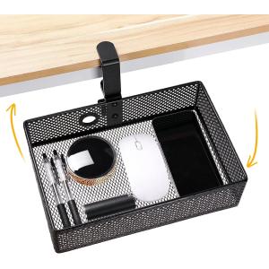 Plating Under Desk Storage Drawer Clamp-on Swivel 360 Degree Rotation Hidden