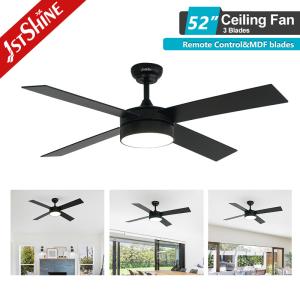 4*MDF Blades Decorative LED Ceiling Fan Black Finish DC Motor Energy Saving