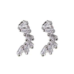 Zirconia Ear Studs for Women's Vermeil Jewelry Iced Out Earrings