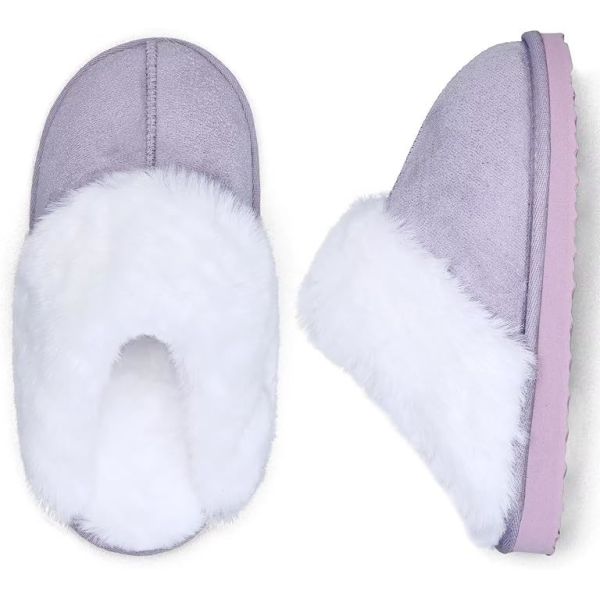 Fur Lined Warm Slippers With Memory Foam Kids Indoor Slippers with Breathable Faux Fur Lining and Odor Prevention