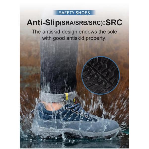 Comfort Genuine Leather Safety Shoes , Blue Sports Work Shoes For Men'S Working