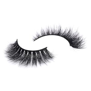 Wispy Fluffy False Eyelashes , 16mm Faux Fur Lashes Natural Black