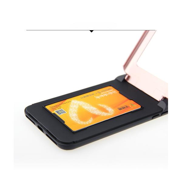 TPU PC 2 in 1 pink card slot phone case with a mirror for iphone X 6splus 7plus