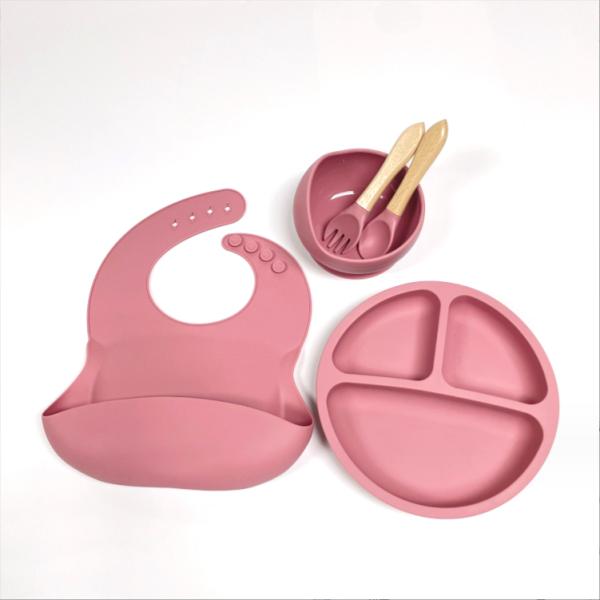 Silicone Baby Feeding Set Bpa Free Dinnerware Type with Bowl Bottle Spoon and Bib