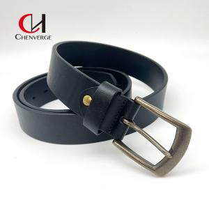 Standard Size Black And Brown Genuine Leather Belt With Metal Buckle