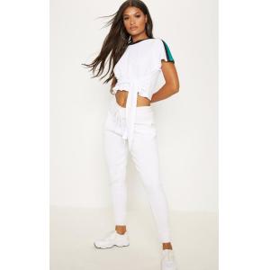 White stripe crop top T shirt ladies