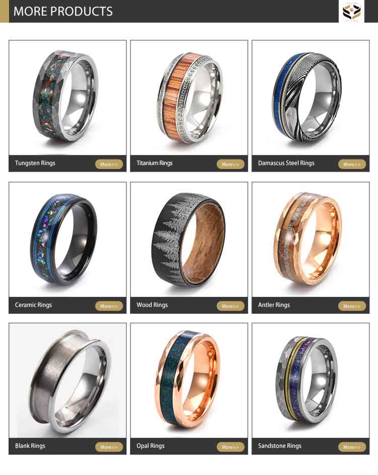 8mm Comfort Fit Tungsten Wedding Band Ring with Black Carbon Fiber Inlaid and Classic Gold Polished Finish