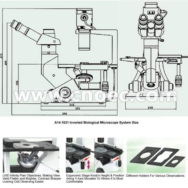 A14.1021 400x Trinocular Inverted Biological Microscope Infinity Optical System