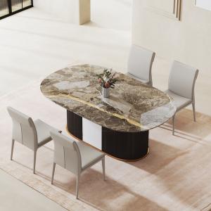 Quality Rectangle Luxury Artificial Marble Top Metal Luxury Dining Table for sale