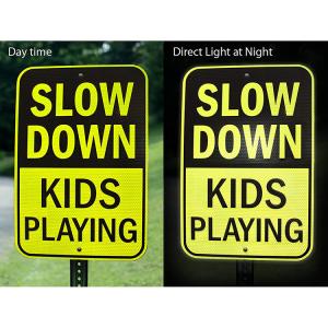 SLOW DOWN Kids Playing Sign