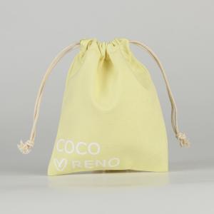 Lemon Color Eco Friendly Organic Muslin Cotton Pouch Promotional Small