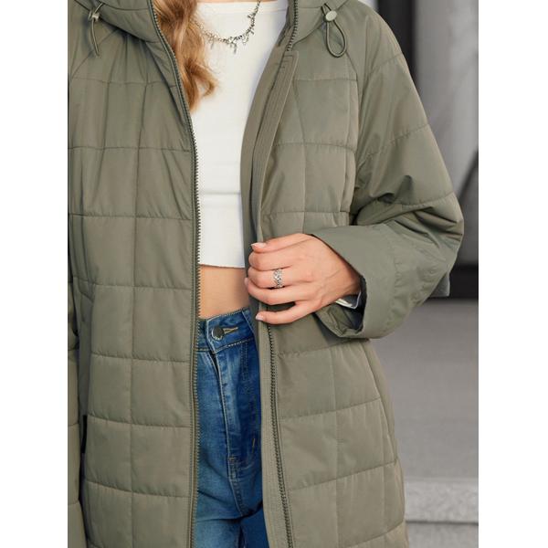 Spring/Autumn Padded Coat For Fatty Girls Simple And Elegant Basic Style No Cumbersome Design Hood