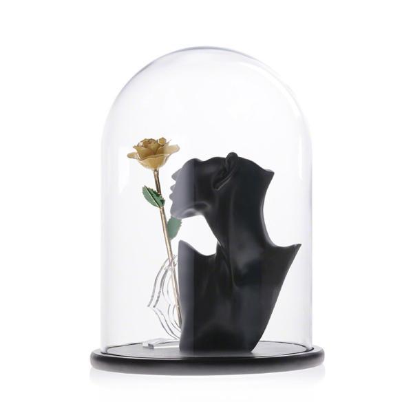Buy Wood Base D20*H40cm Borosilicate Glass Dome Display Cloche at wholesale prices