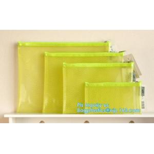 Cheap customized Fashion Transparent Envelope PP File Bag Mesh Zipper Bag A4