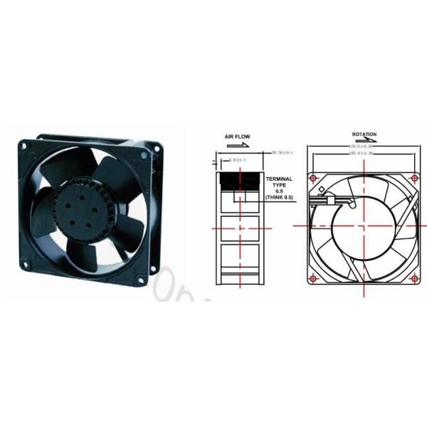 Black Waterproof Fan Metal Frame And Impeller 2500 / 2800rpm Speed CE / ROHS