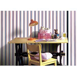 Quality Mediterranean Modern Removable Wallpaper,Blue And Red Striped Wallpaper 0.53*10M for sale
