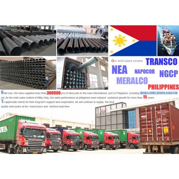69 kv Octagonal Electrical Galvanized Steel Pole With Galvanized Steel Cross Arms
