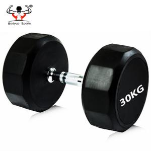 Dodecagon Round Rubber Dumbbells , Gym Equipment Dumbbells Little Smell