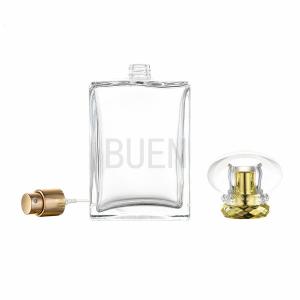 Square Transparent Glass Material Perfume Bottle 50ml Clip 15mm