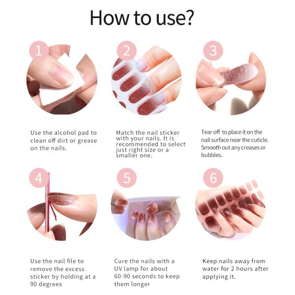 High gloss Irregular bronzing lines Marble leopard print semi curing gel nail sticker used with UV lamp