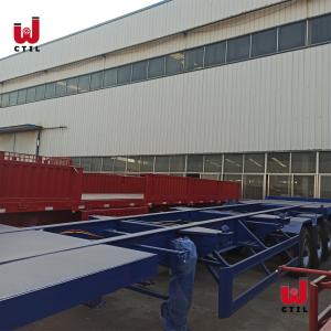 Shipping ISO 25t Skeletal Semi Trailer Container Tri Axle