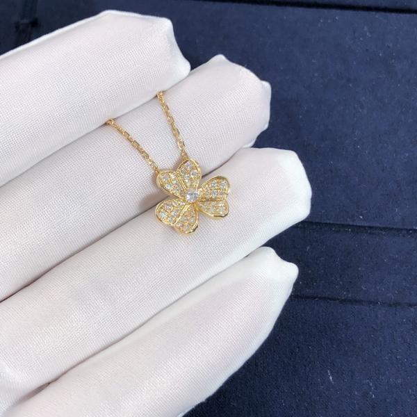 Fantastic Van Cleef & Arpels 18k Gold Frivole Pendant Mini Model Vs Natural Diamonds