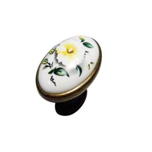 Kitchen Cupboard Door Knobs Ceramic Handles Antique Bronze Oval Porcelain