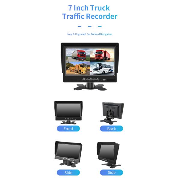 7 Inch Car DVR Camera 4 Way Truck Traffic Front And Rear Video Full HD