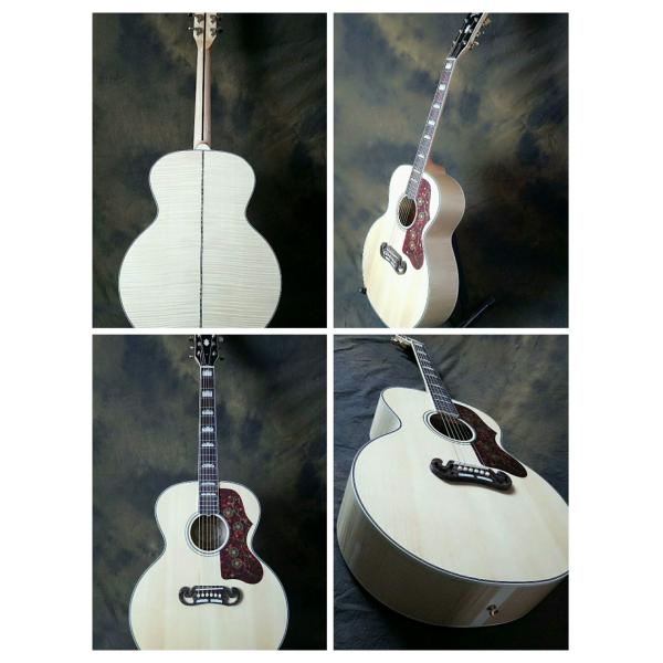 wholesale top quality SJ200 solid spruce guitar Deluxe Acoustic Guitar SJ200 Natural Top Solid flame maple guitar