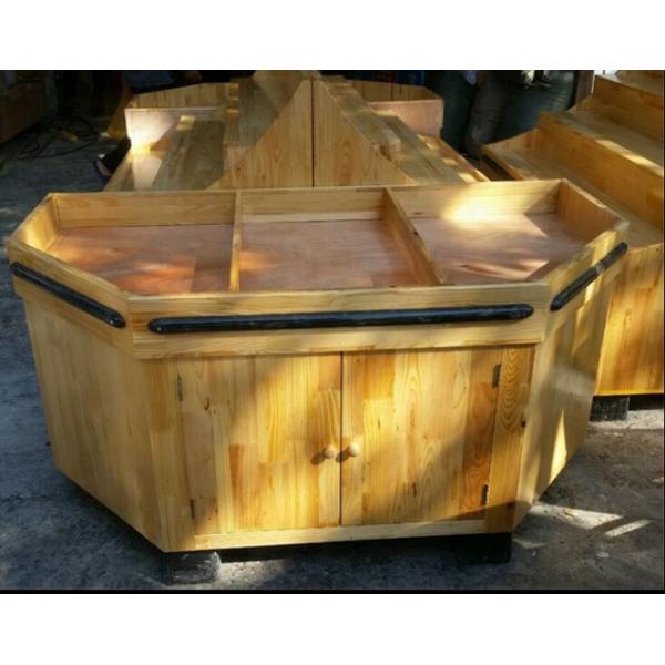 Pinewood Vegetable Wood Storage Rack For Hypermarket / Fruit Display Stand For