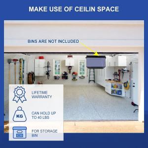 Folding Rack for Garage Ceiling Mount Overhead Storage Bin Multifunctional and