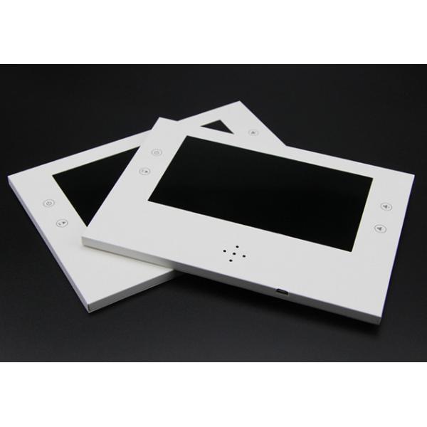 Push button activated stick on video lcd devices, lcd screen inside presentation