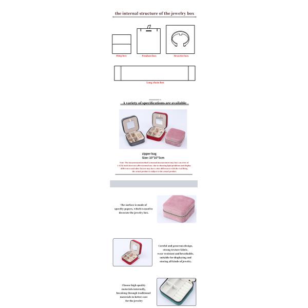 High End Sleek Jewelry Storage Box Soft Velvet Travel Jewelry Organizer With Mirror