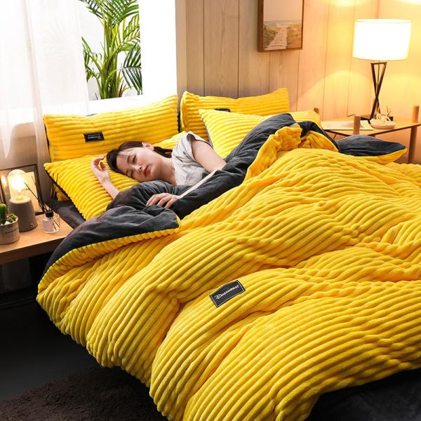 Buy Polyester Flannel Velvet Fleece Winter Warm Solid Queen King Size Bedding Set for Beds at wholesale prices