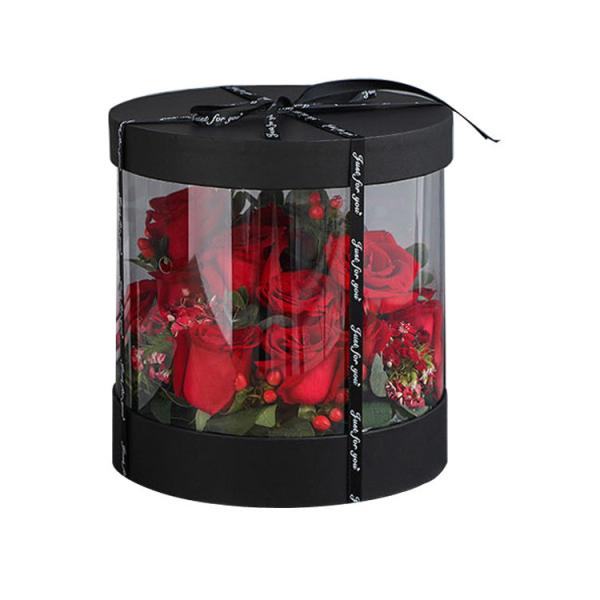 Buy Luxurious Rose Flower Gift Set With Customizable Velvet Round And Sustainable Cardboard Rigid Boxes at wholesale prices