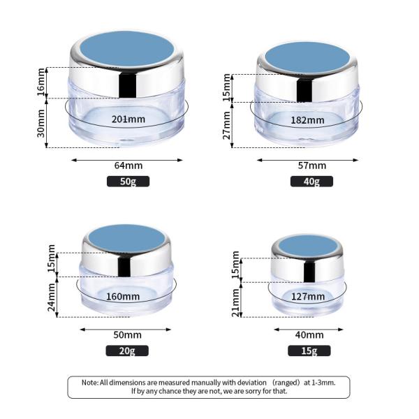 ODM Cream Packaging Jar , 15g Plastic Decorative Jars 40mm Width