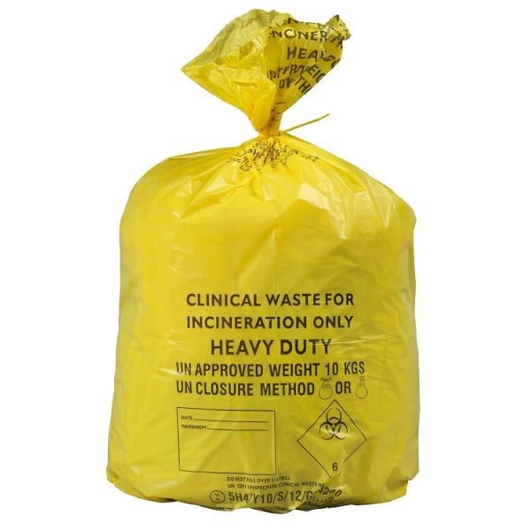 Buy LDPE / HDPE / MDPE Infectious Waste Bag Disposable Yellow Clinical Carriage at wholesale prices