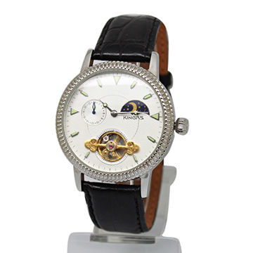 Buy Leather Skeleton Automatic Mechanical Watches For Men Stainless Steel at wholesale prices