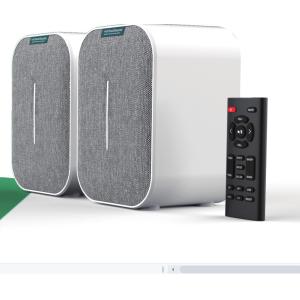 Wireless White Bluetooth Bookshelf Speakers Active For Home Theater