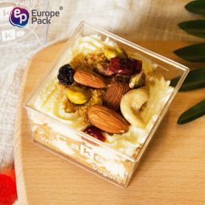 Popular disposable ps 140ml square acrylic dessert cups clear plastic