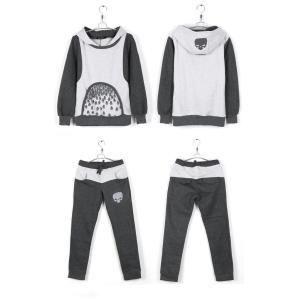 Black Hoodies Set , Women / Ladies Hooded Sweatshirts Cotton Windproof